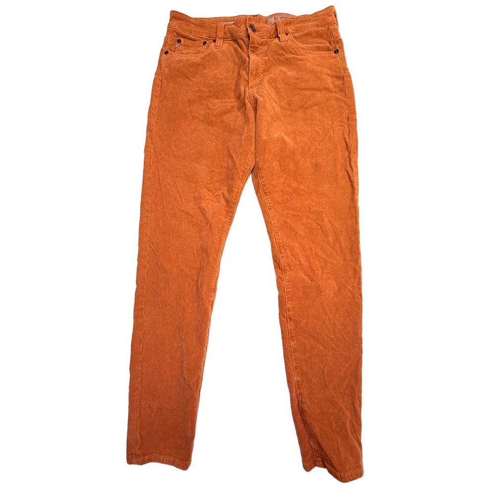 AG Adriano Goldschmied Farrah Skinny Ankle Corduroy Pants 30R Rust Orange